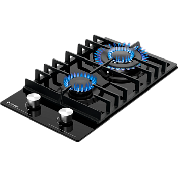 Газовая варочная панель GRESSEL U30H20S001 30 см, закаленное стекло, WOK-конфорка, автоматический розжиг, газ-контроль, чугунные решетки