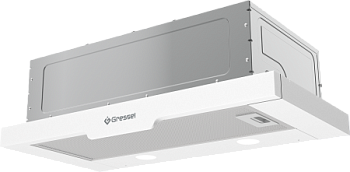 Встраиваемая вытяжка Gressel GR61W 60 см (телескопическая), LED подсветка, 2 скорости, режим рециркуляции, механическое управление, белая