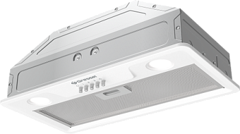 Встраиваемая вытяжка Gressel GR52W 52 см (полновстраиваемая), LED подсветка, 3 скорости, режим отвода и рециркуляции, механическое управление, белая