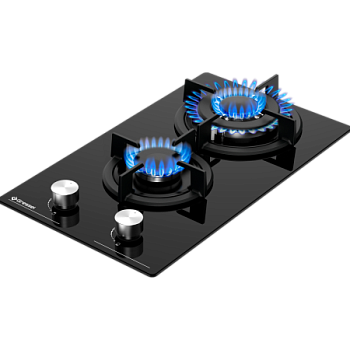 Газовая варочная панель GRESSEL U30N20S000 30 см, закаленное стекло, WOK-конфорка, автоматический розжиг, газ-контроль, чугунные решетки