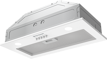 Встраиваемая вытяжка Gressel GR52W2 52 см (полновстраиваемая), LED подсветка, 3 скорости, GlassShield Control, режим отвода и рециркуляции, механическое управление, белая