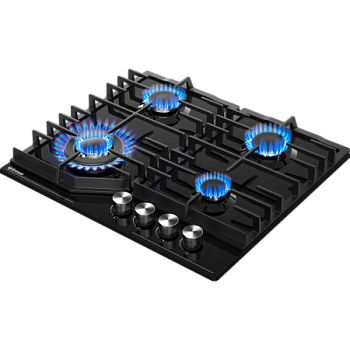 Газовая варочная панель GRESSEL U60V41B011 60 см, эмалированная сталь, WOK-конфорка, автоматический розжиг, газ-контроль, чугунные решетки